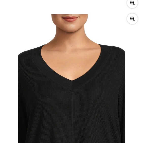 Terra & sky Black V-Neck Sweater waffle style - Picture 2 of 4